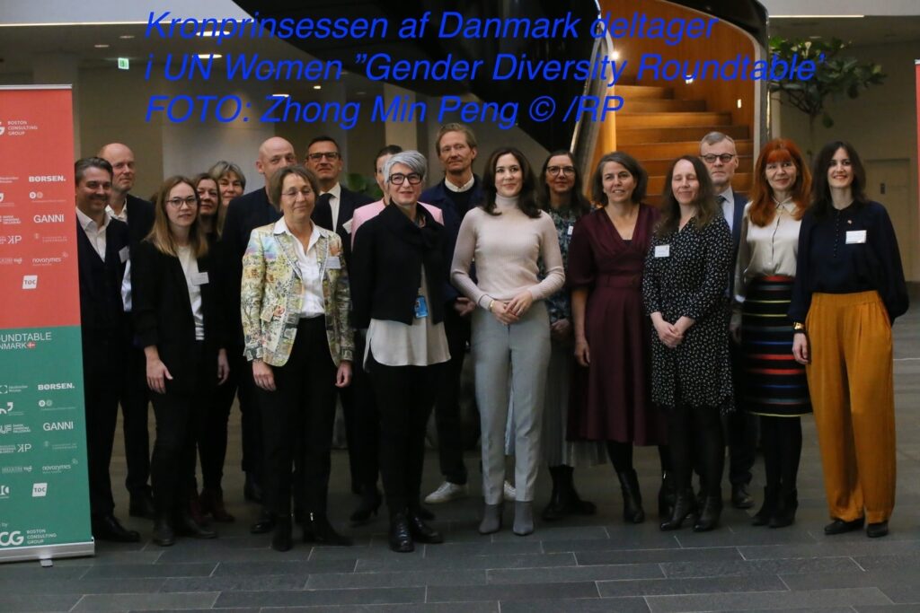 H.K.H. Kronprinsessen af Danmark deltog den 8. marts 2022 i UN Women og Boston Consulting Group’s Gender Diversity Roundtable i FN Byen i København.  FOTO: Zhong Min Peng © /RP