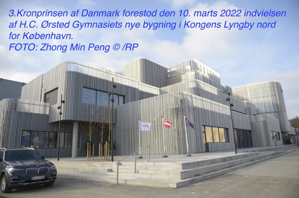 3.Kronprinsen af Danmark forestod den 10. marts 2022 indvielsen af H.C. Ørsted Gymnasiets nye bygning i Kongens Lyngby nord for København. 